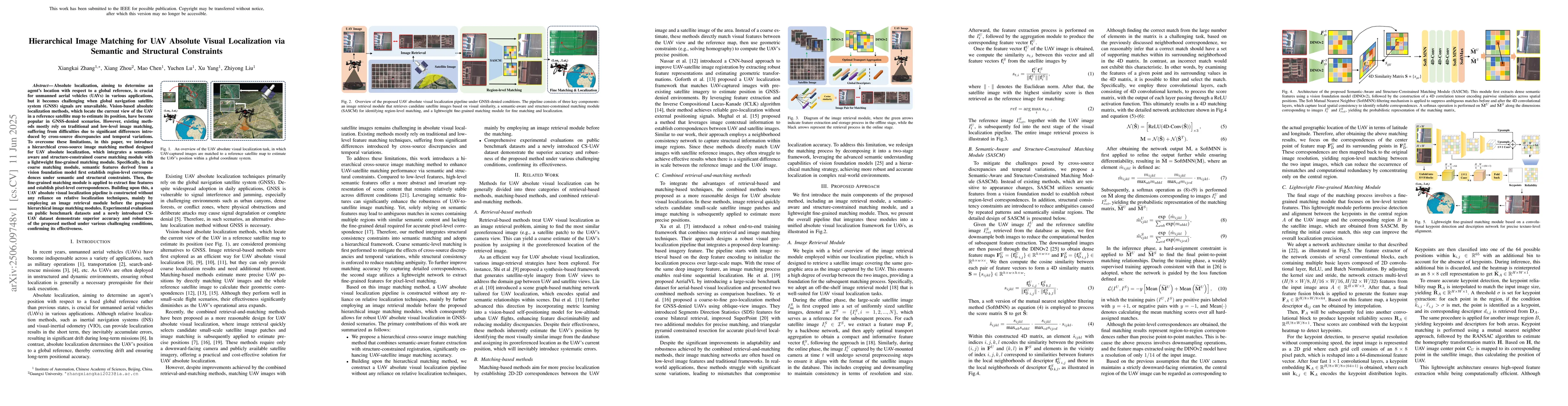 Thumbnail for Hierarchical Image Matching for UAV Absolute Visual Localization via
  Semantic and Structural Constraints