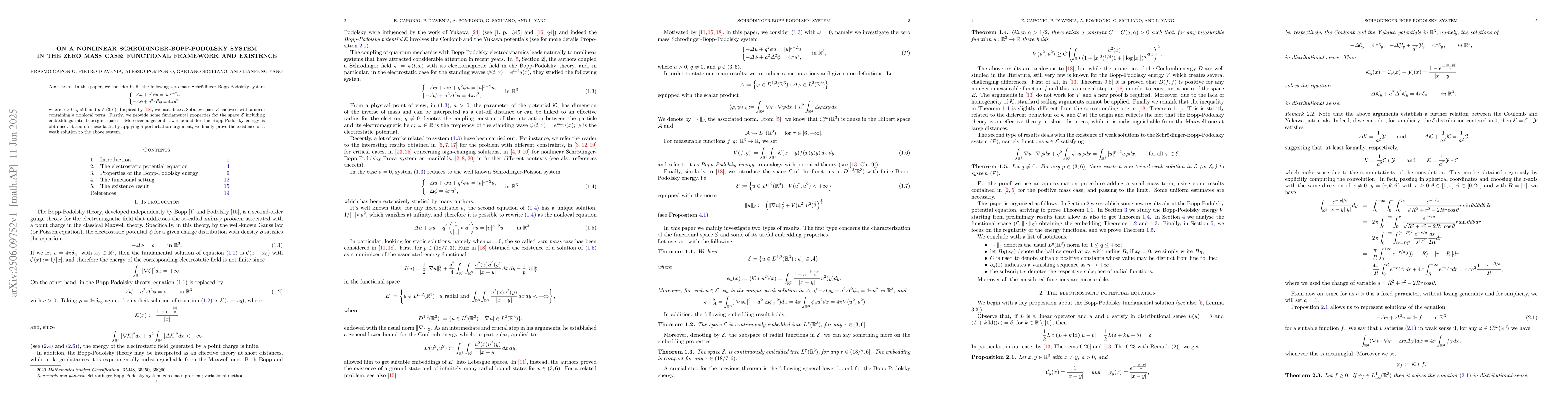 Thumbnail for On a nonlinear Schrödinger-Bopp-Podolsky system in the zero mass case:
  functional framework and existence