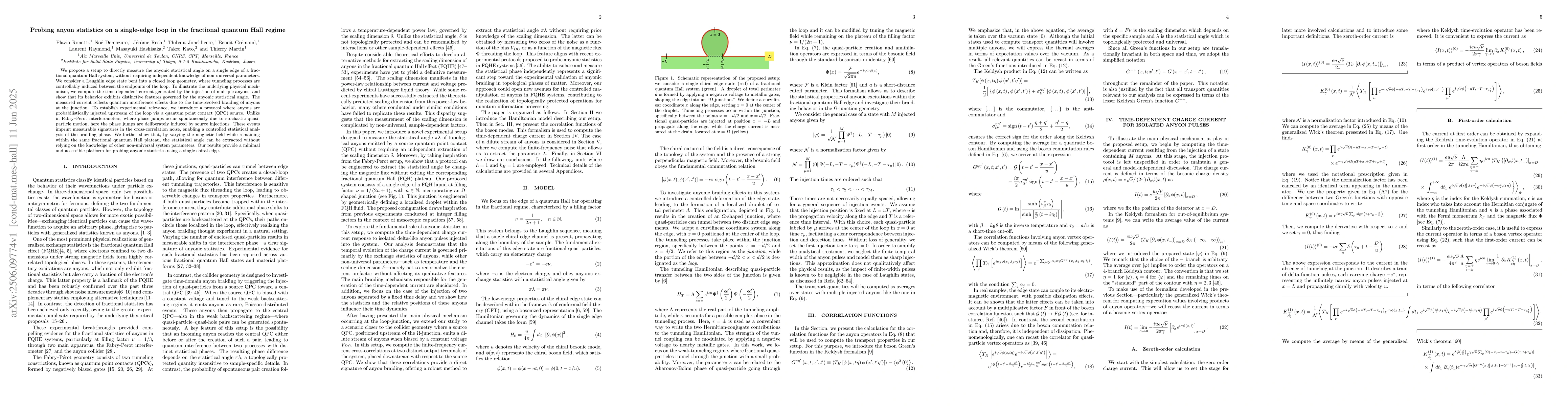Thumbnail for Probing anyon statistics on a single-edge loop in the fractional quantum
  Hall regime
