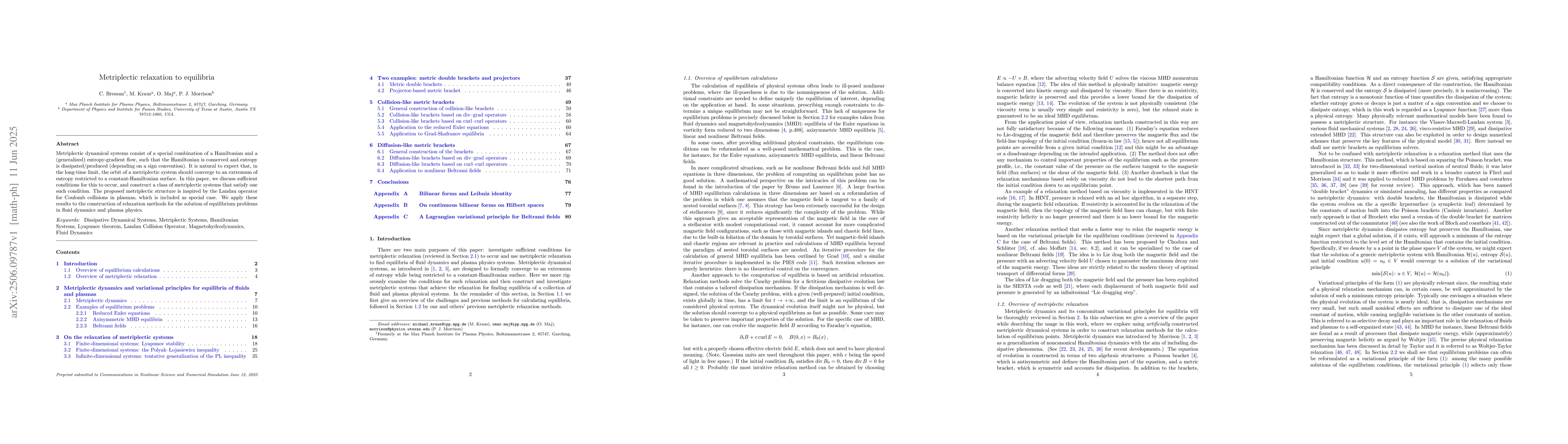 Thumbnail for Metriplectic relaxation to equilibria