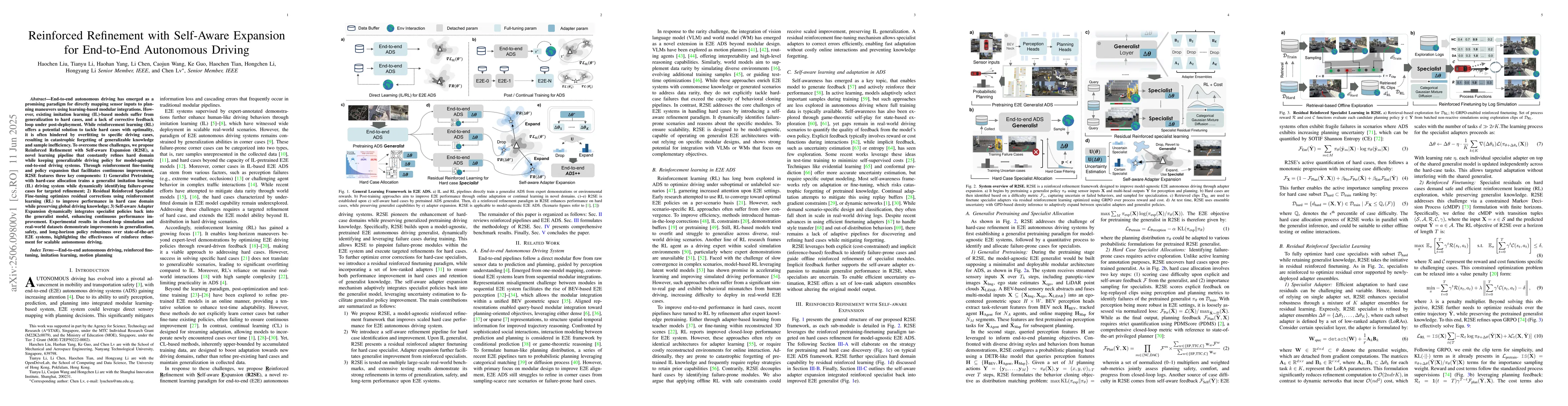 Thumbnail for Reinforced Refinement with Self-Aware Expansion for End-to-End
  Autonomous Driving