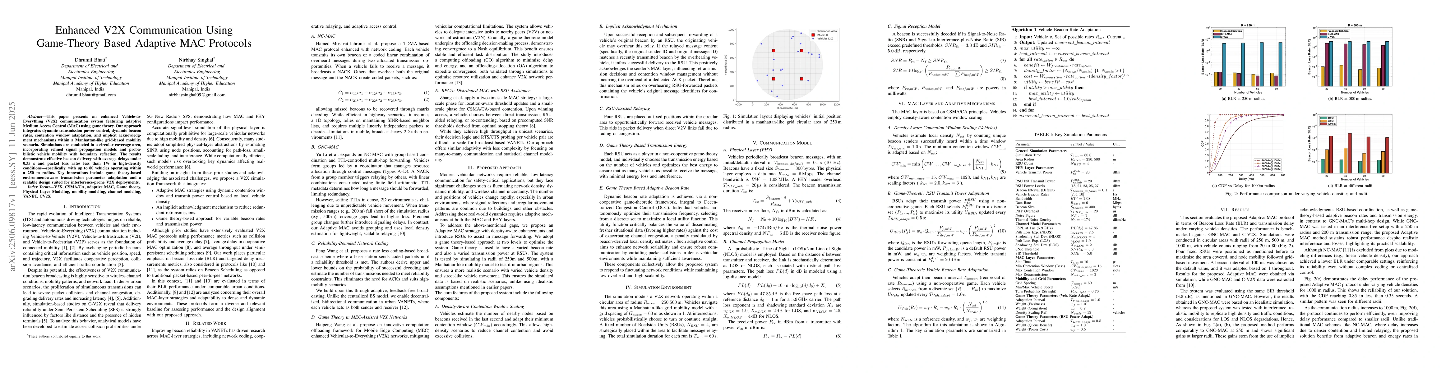 Thumbnail for Enhanced V2X Communication Using Game-Theory Based Adaptive MAC
  Protocols