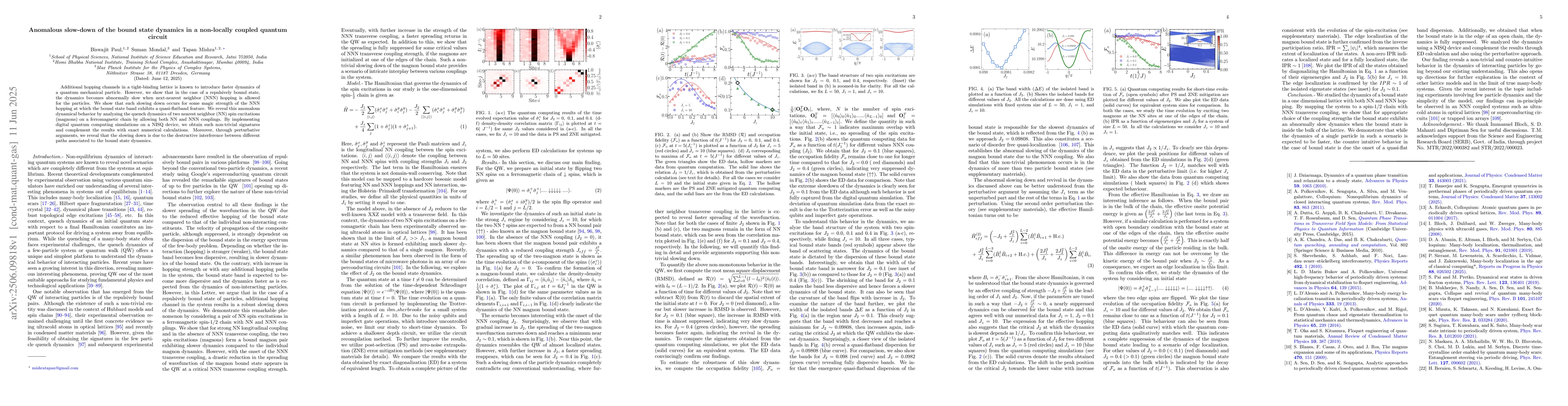 Thumbnail for Anomalous slow-down of the bound state dynamics in a non-locally coupled
  quantum circuit