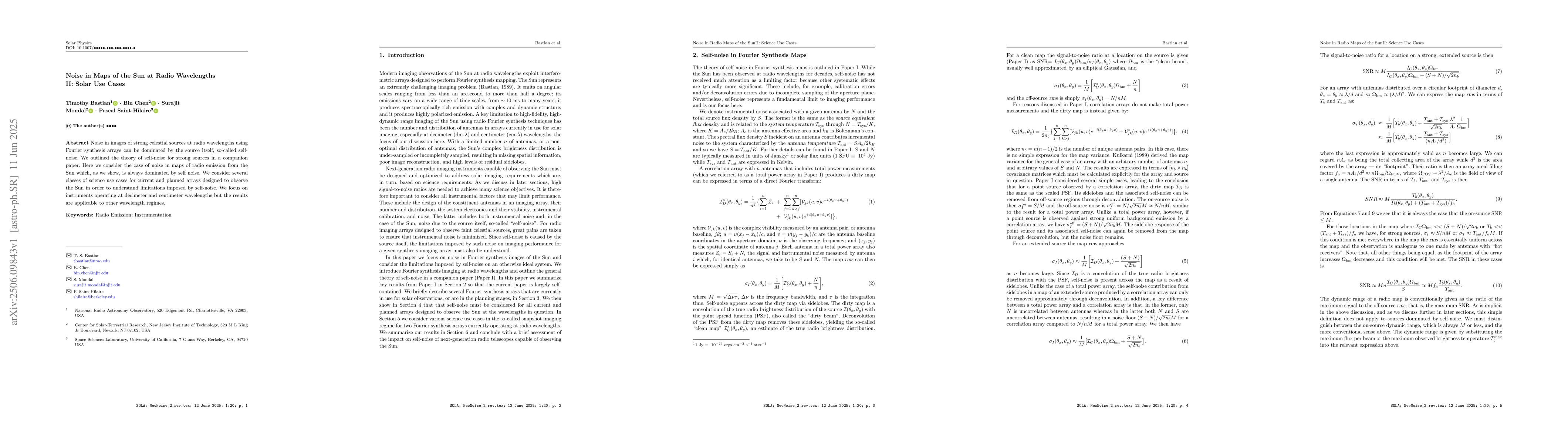 Thumbnail for Noise in Maps of the Sun at Radio Wavelengths II: Solar Use Cases