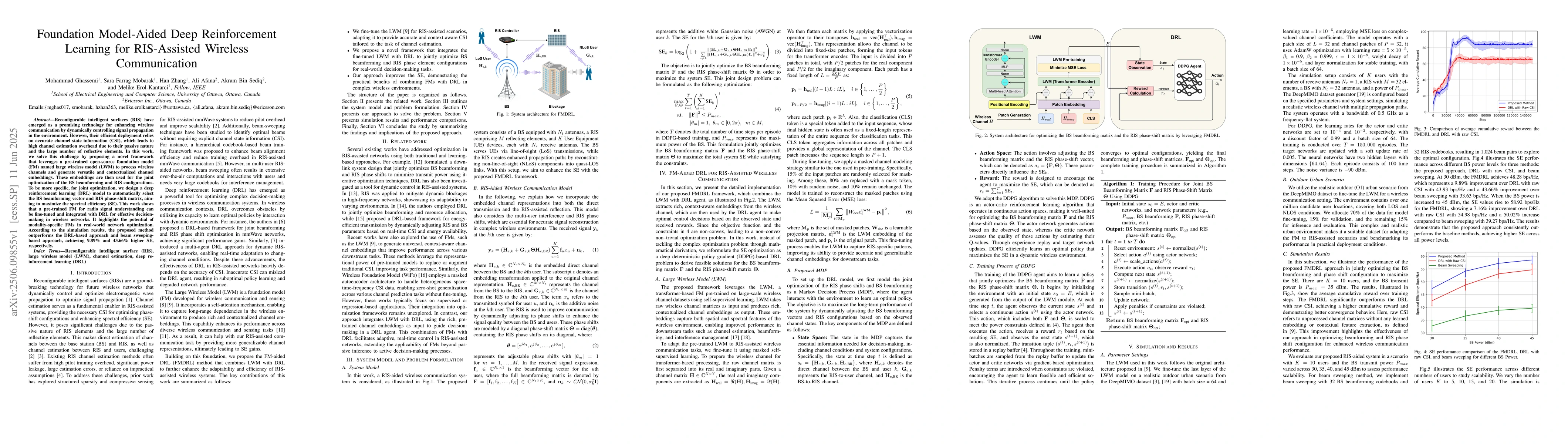 Thumbnail for Foundation Model-Aided Deep Reinforcement Learning for RIS-Assisted
  Wireless Communication