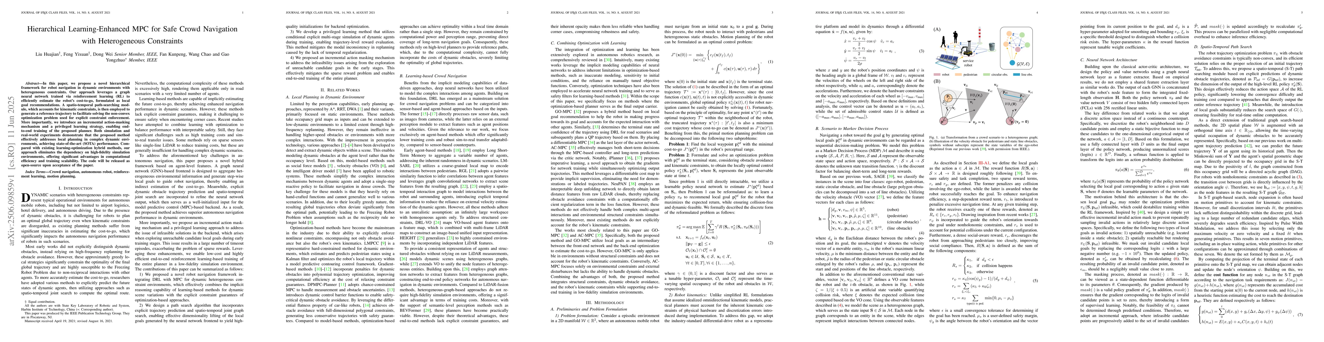 Thumbnail for Hierarchical Learning-Enhanced MPC for Safe Crowd Navigation with
  Heterogeneous Constraints