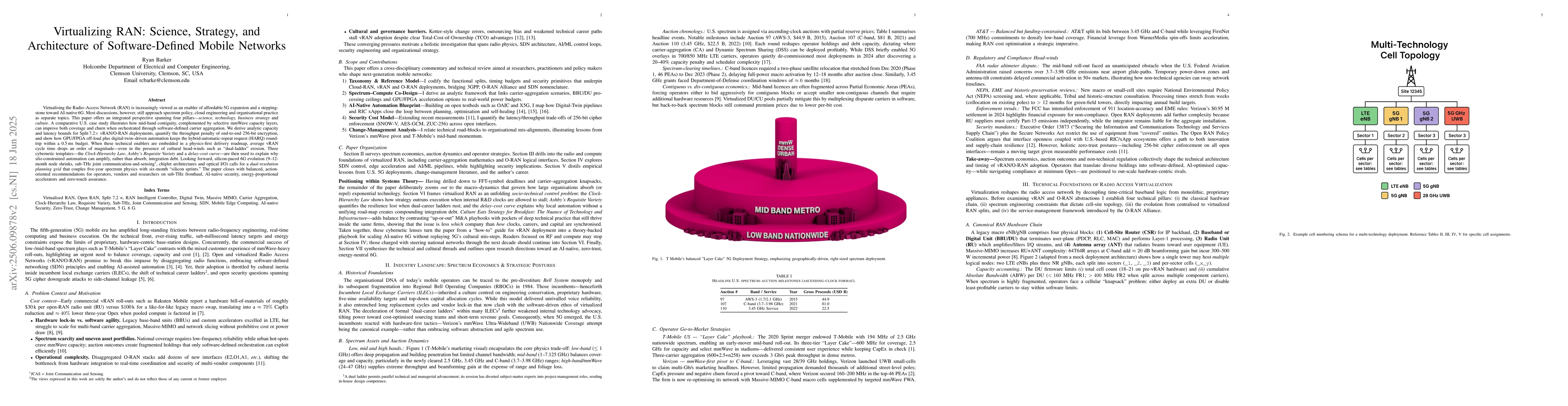 Thumbnail for Virtualizing RAN: Science, Strategy, and Architecture of
  Software-Defined Mobile Networks