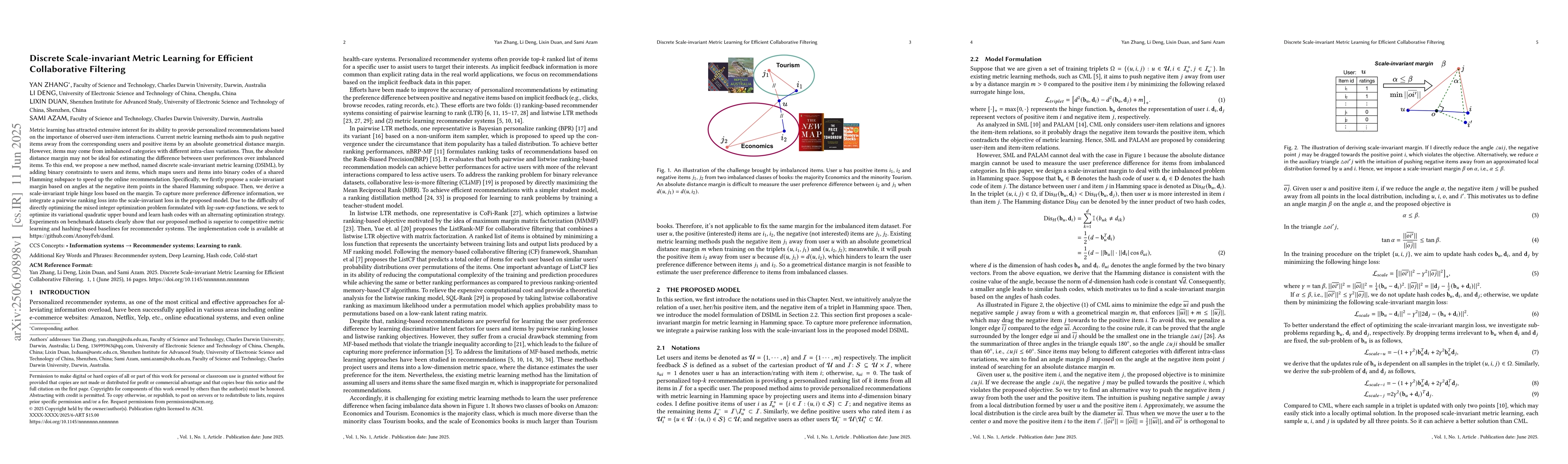 Thumbnail for Discrete Scale-invariant Metric Learning for Efficient Collaborative
  Filtering
