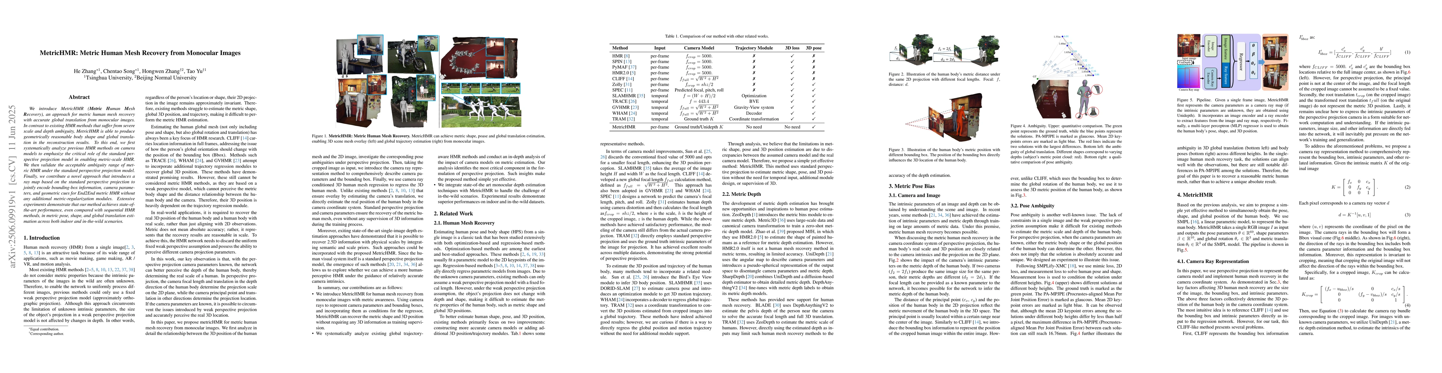 Thumbnail for MetricHMR: Metric Human Mesh Recovery from Monocular Images