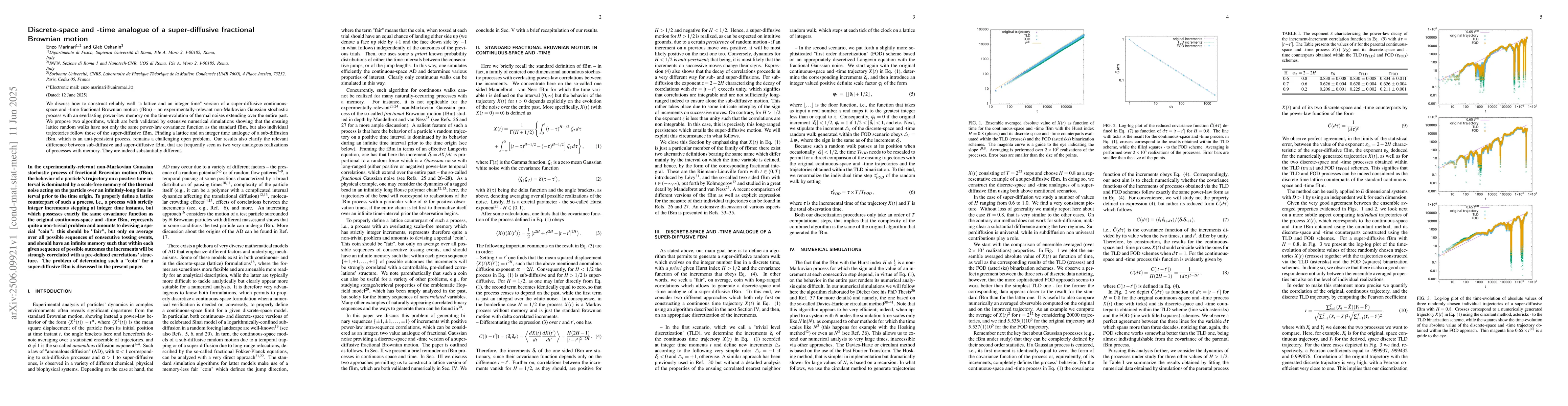 Thumbnail for Discrete-space and -time analogue of a super-diffusive fractional
  Brownian motion