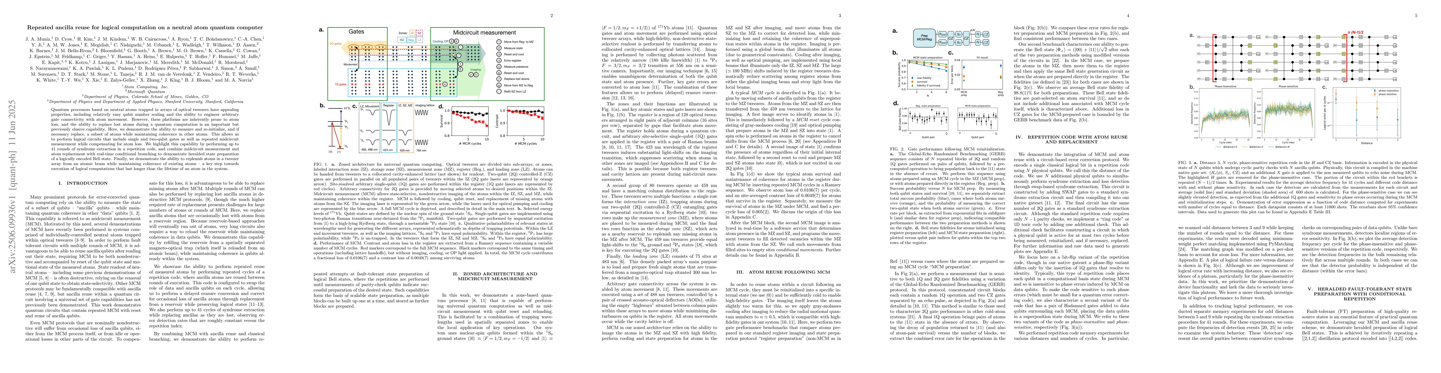 Thumbnail for Repeated ancilla reuse for logical computation on a neutral atom quantum
  computer