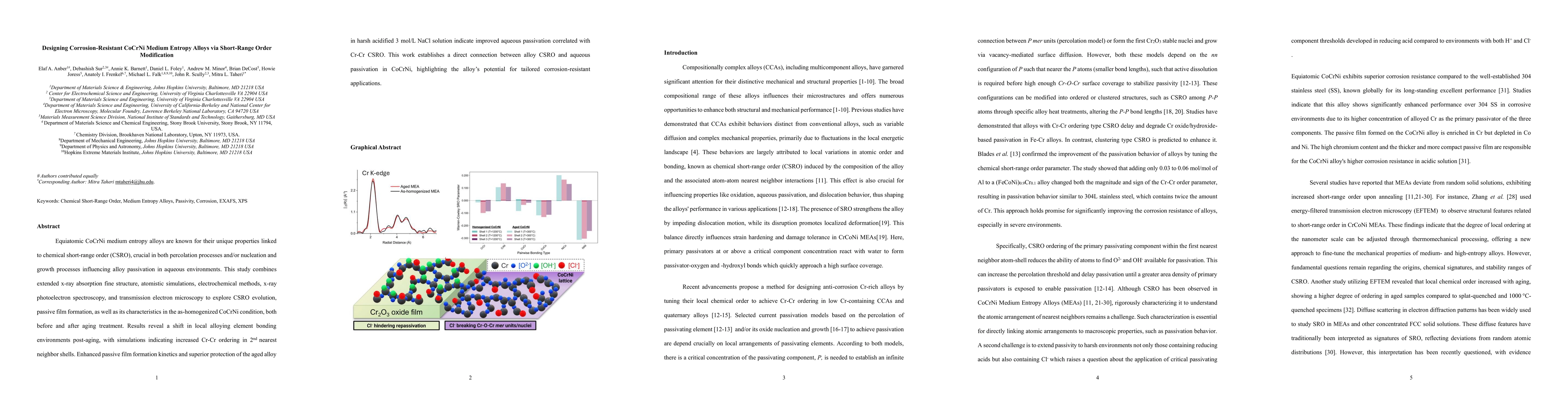 Thumbnail for Designing Corrosion-Resistant CoCrNi Medium Entropy Alloys via
  Short-Range Order Modification