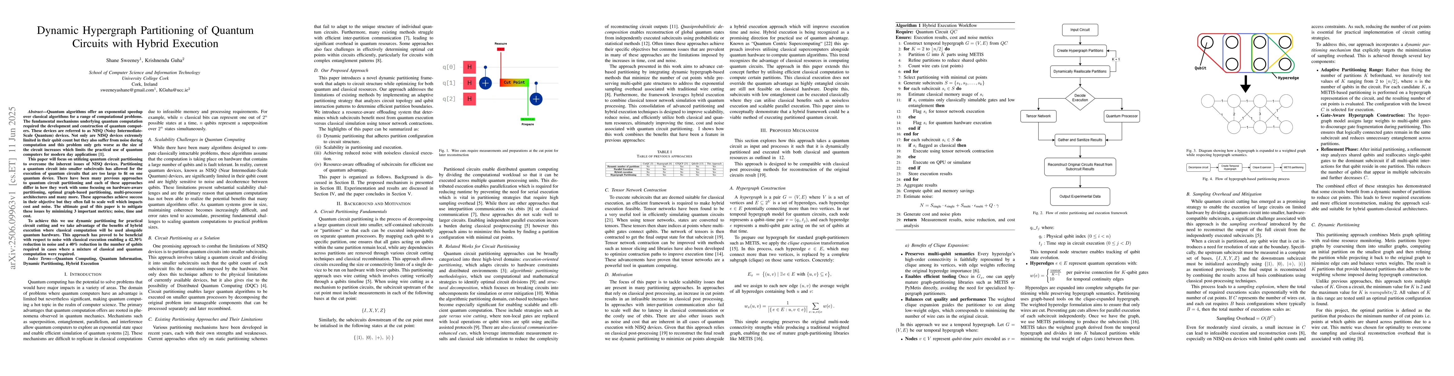 Thumbnail for Dynamic Hypergraph Partitioning of Quantum Circuits with Hybrid
  Execution