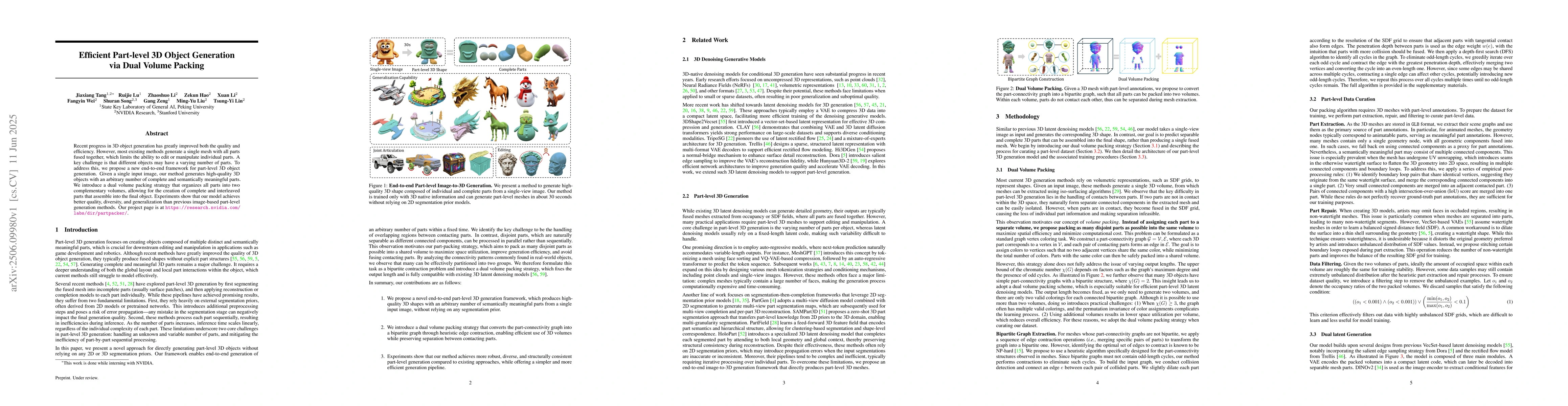 Thumbnail for Efficient Part-level 3D Object Generation via Dual Volume Packing