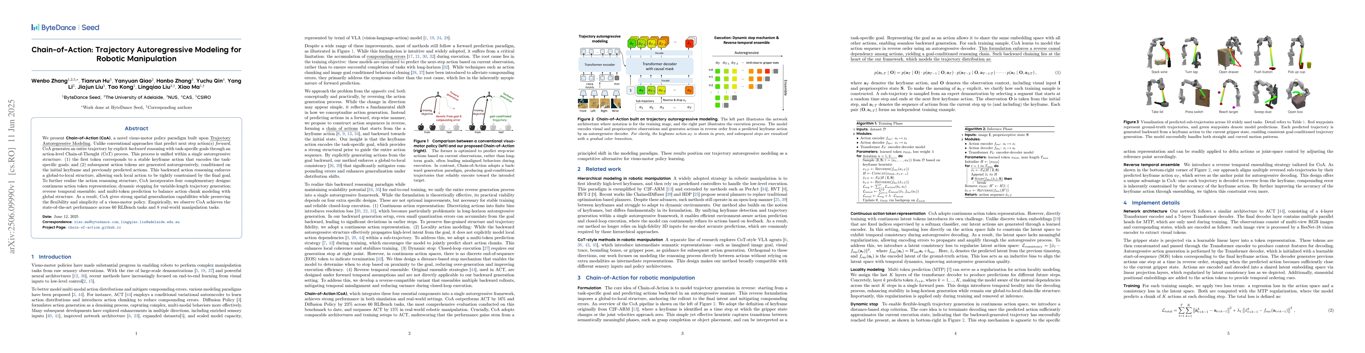 Thumbnail for Chain-of-Action: Trajectory Autoregressive Modeling for Robotic
  Manipulation