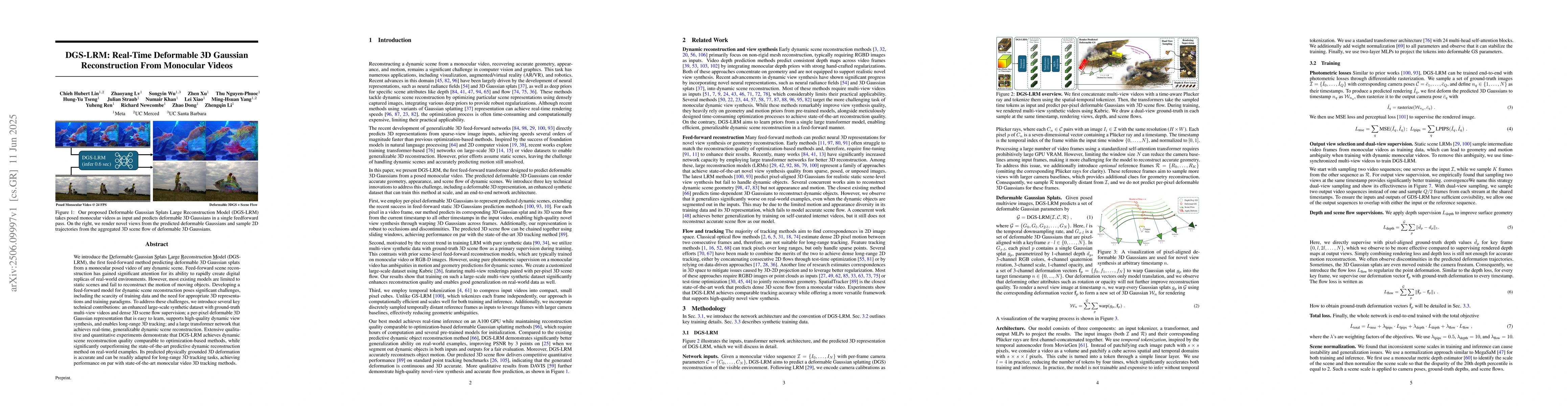 Thumbnail for DGS-LRM: Real-Time Deformable 3D Gaussian Reconstruction From Monocular
  Videos