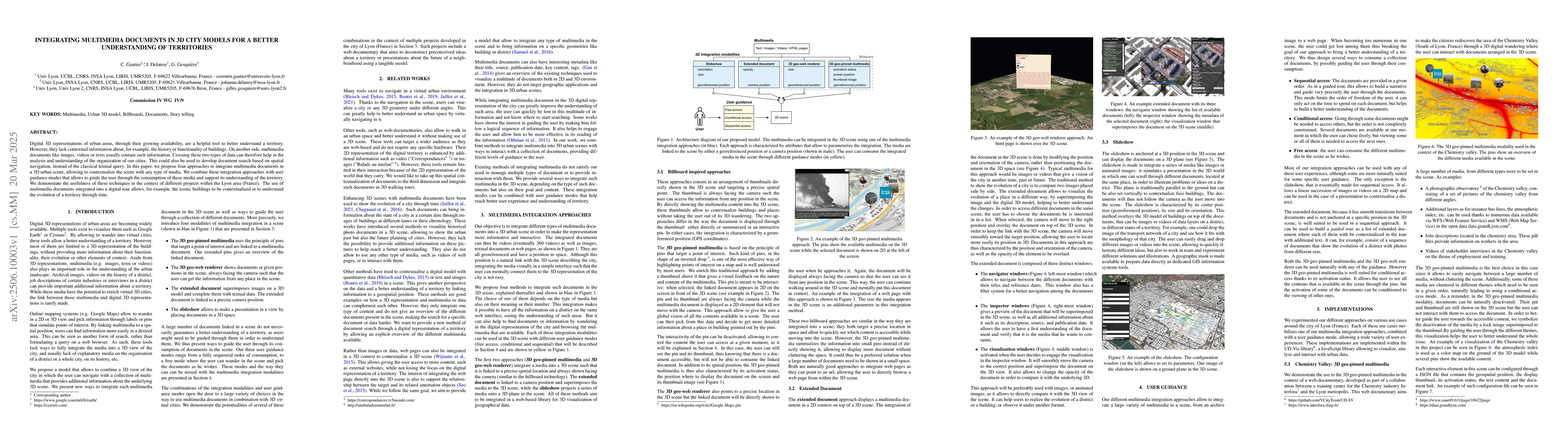 Thumbnail for Integrating multimedia documents in 3D city models for a better
  understanding of territories