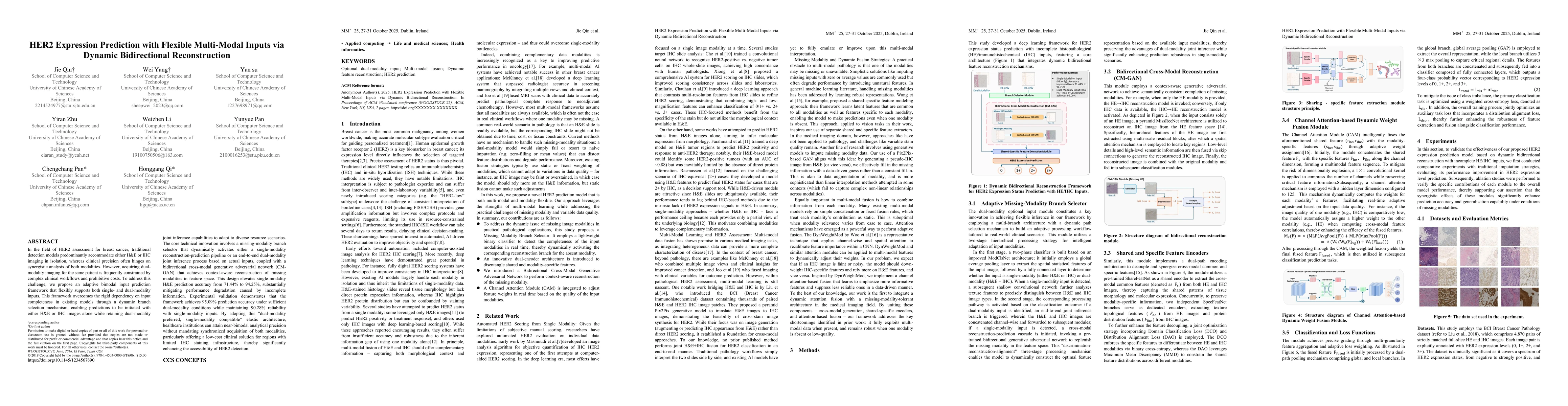 Thumbnail for HER2 Expression Prediction with Flexible Multi-Modal Inputs via Dynamic
  Bidirectional Reconstruction