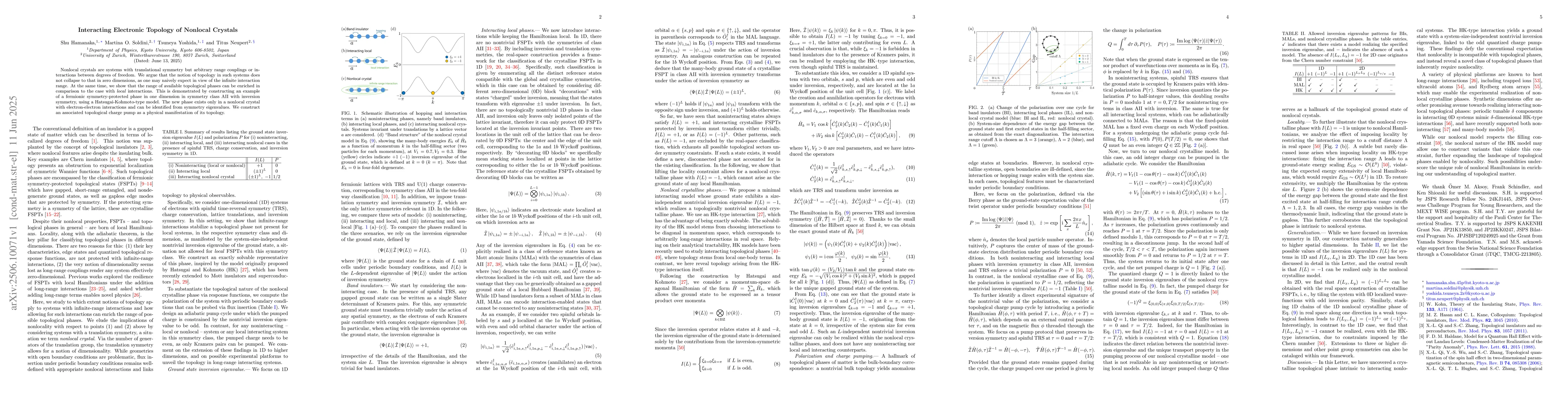 Thumbnail for Interacting Electronic Topology of Nonlocal Crystals