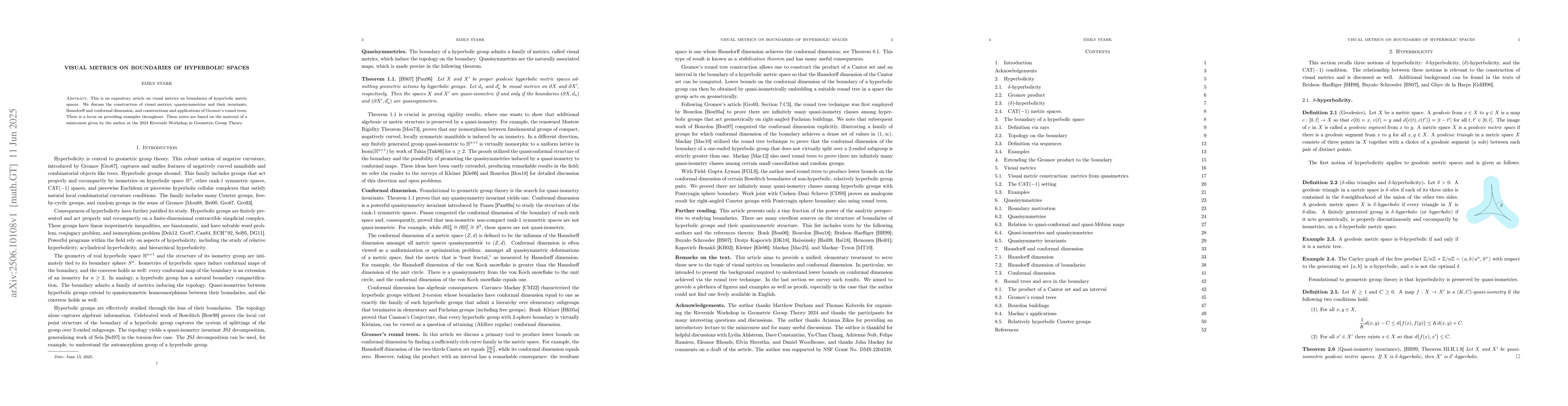 Thumbnail for Visual metrics on boundaries of hyperbolic spaces