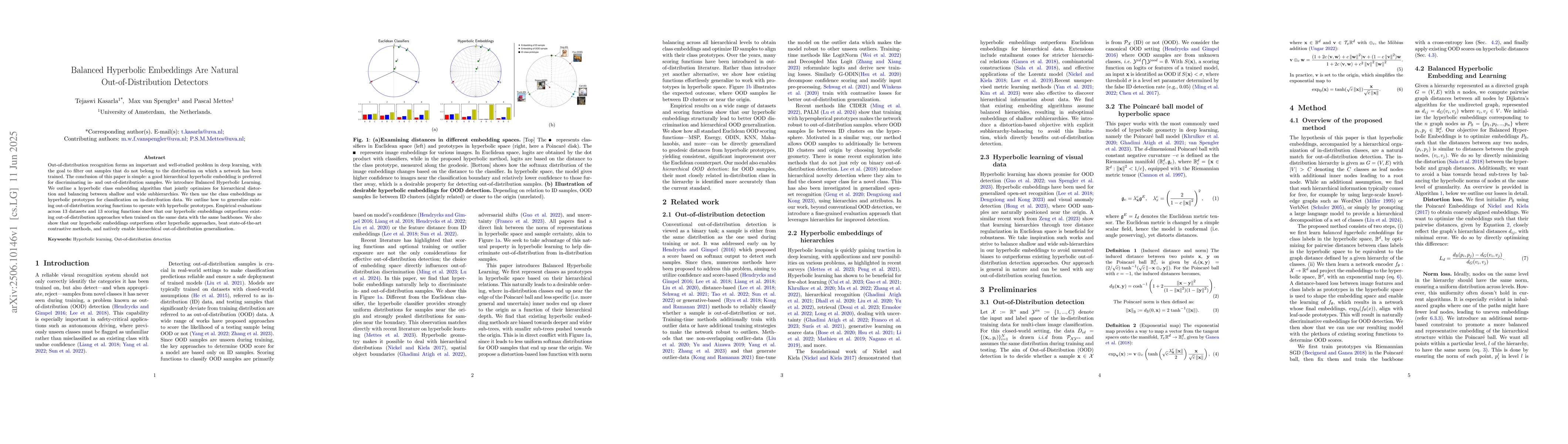 Thumbnail for Balanced Hyperbolic Embeddings Are Natural Out-of-Distribution Detectors