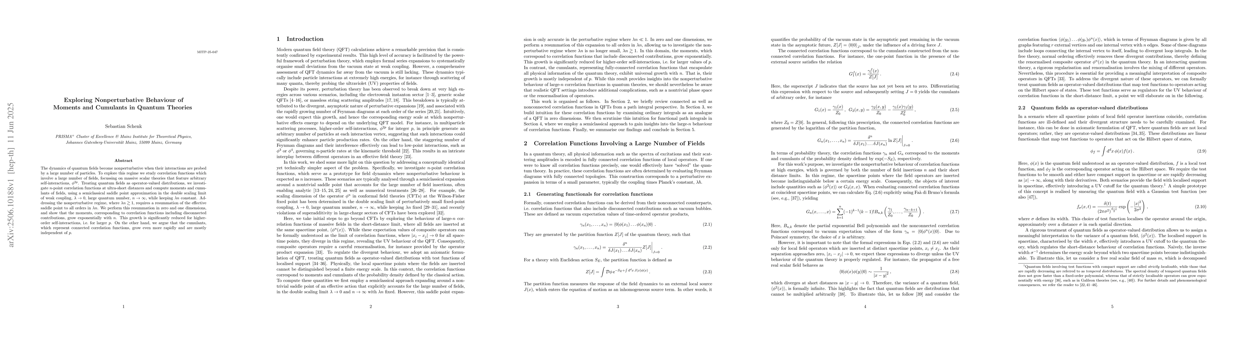 Thumbnail for Exploring Nonperturbative Behaviour of Moments and Cumulants in Quantum
  Theories