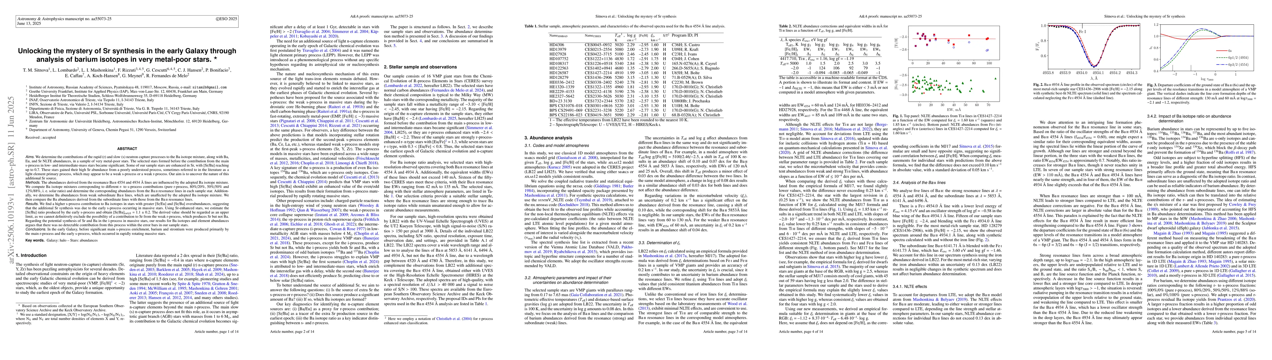 Thumbnail for Unlocking the mystery of Sr synthesis in the early Galaxy through
  analysis of barium isotopes in very metal-poor stars