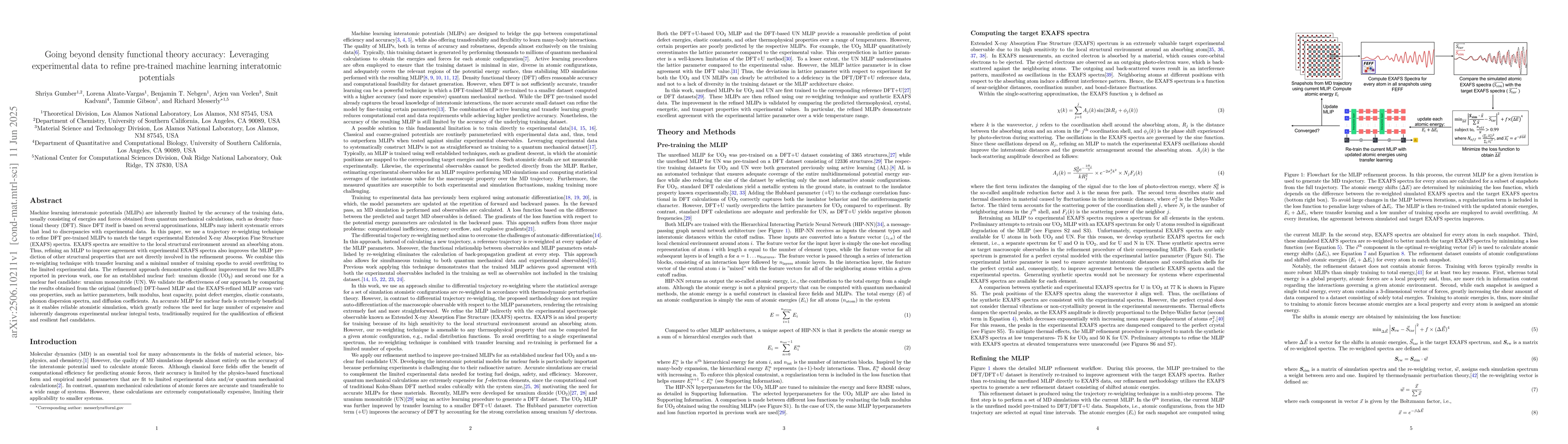 Thumbnail for Going beyond density functional theory accuracy: Leveraging experimental
  data to refine pre-trained machine learning interatomic potentials