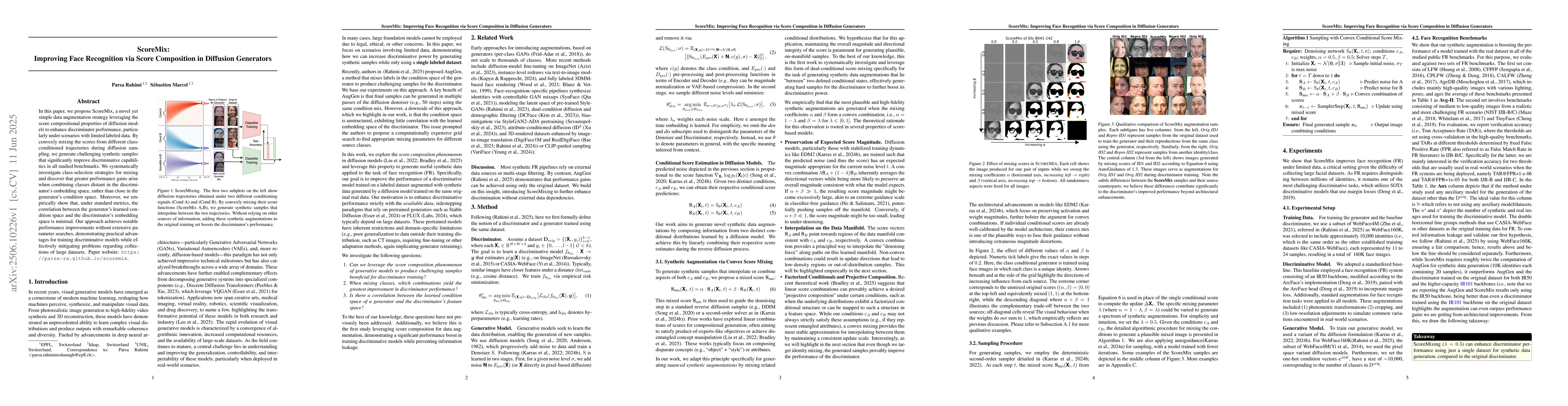 Thumbnail for ScoreMix: Improving Face Recognition via Score Composition in Diffusion
  Generators