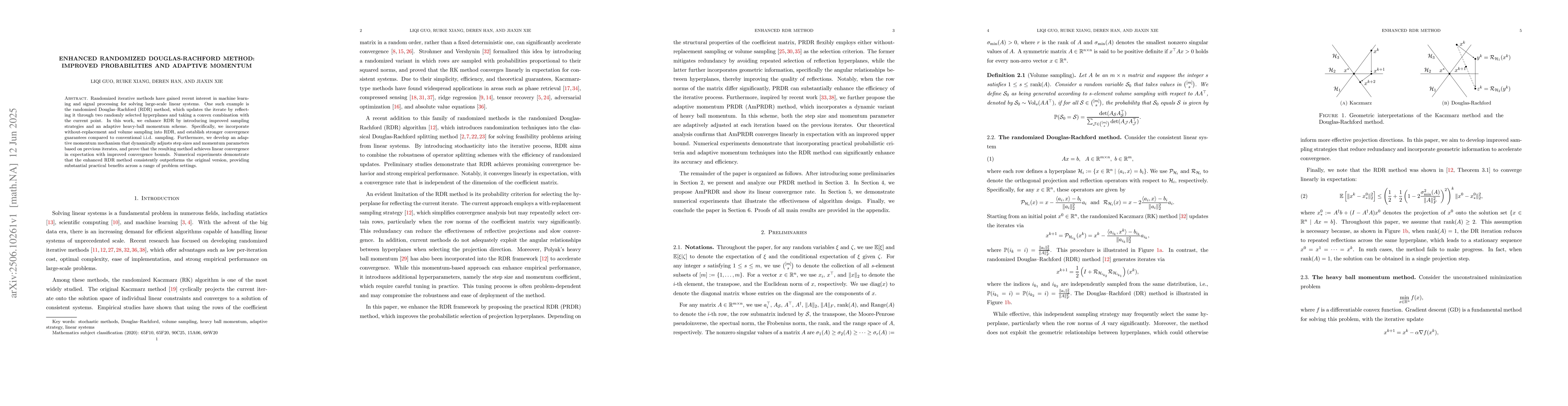 Thumbnail for Enhanced randomized Douglas-Rachford method: Improved probabilities and
  adaptive momentum