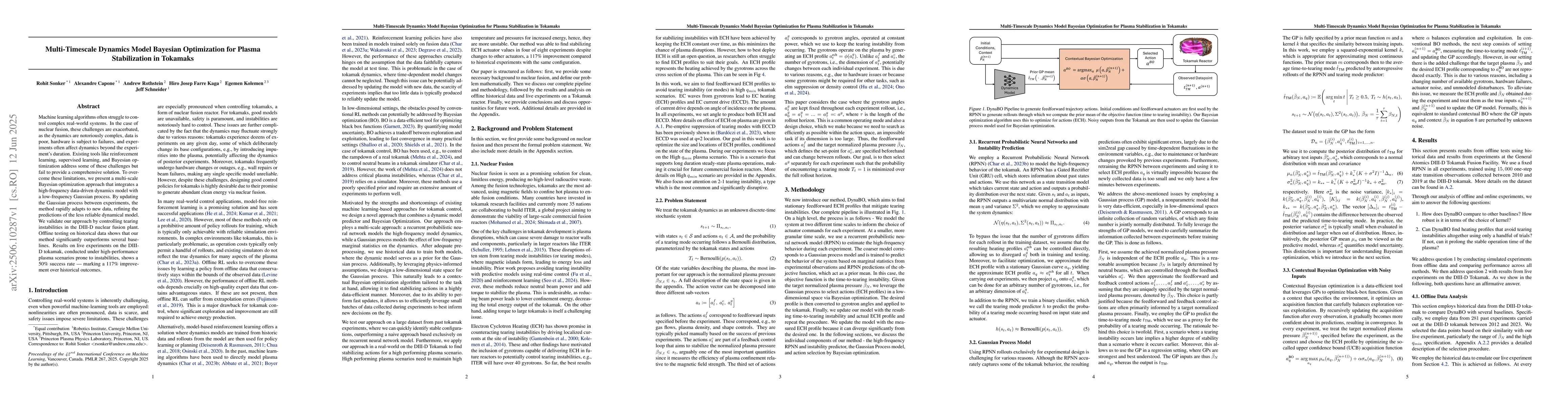Thumbnail for Multi-Timescale Dynamics Model Bayesian Optimization for Plasma
  Stabilization in Tokamaks