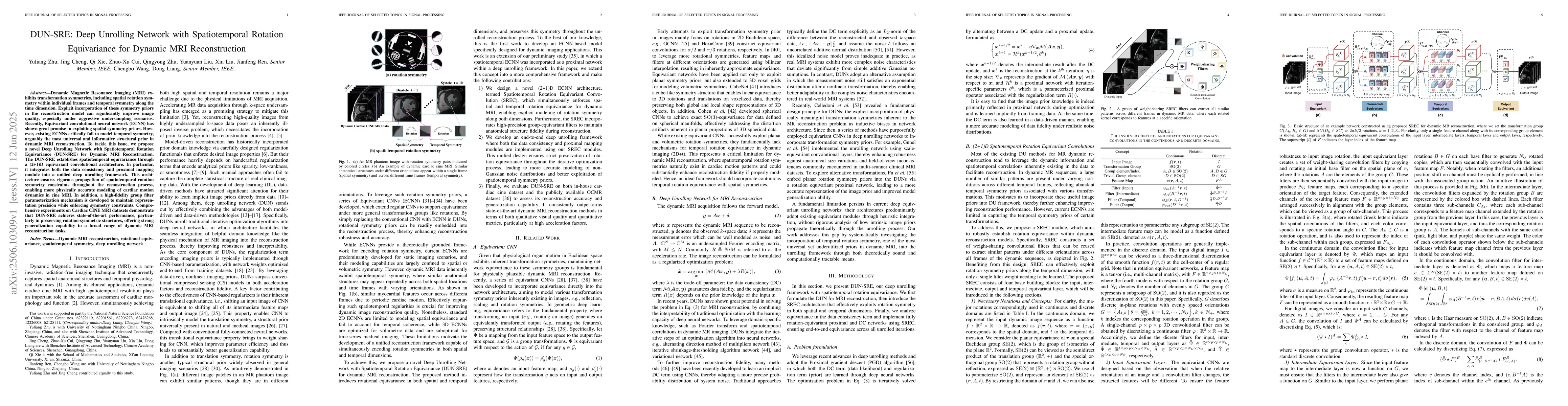 Thumbnail for DUN-SRE: Deep Unrolling Network with Spatiotemporal Rotation
  Equivariance for Dynamic MRI Reconstruction