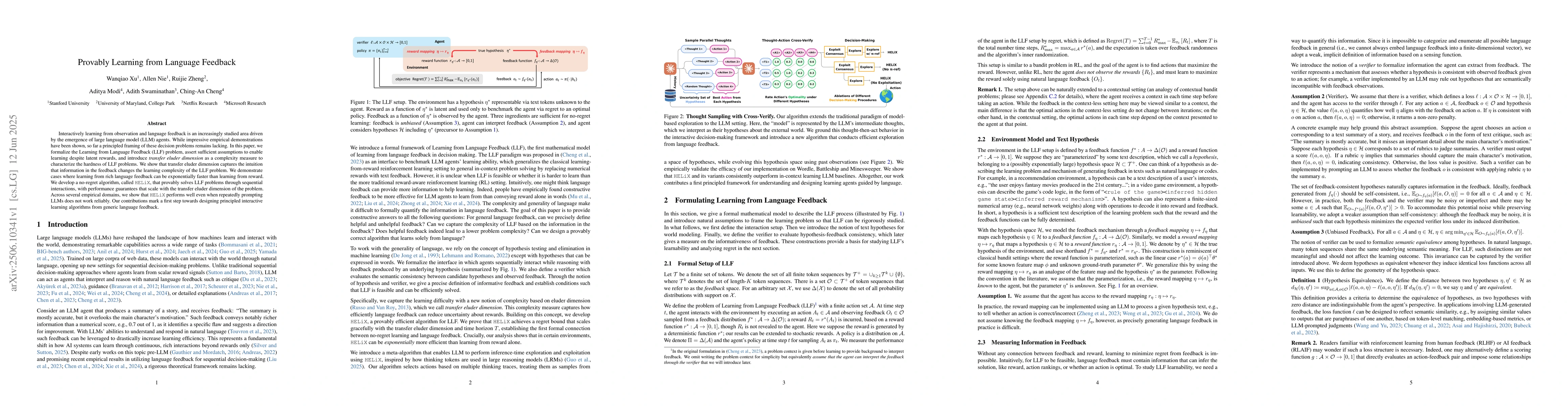 Thumbnail for Provably Learning from Language Feedback