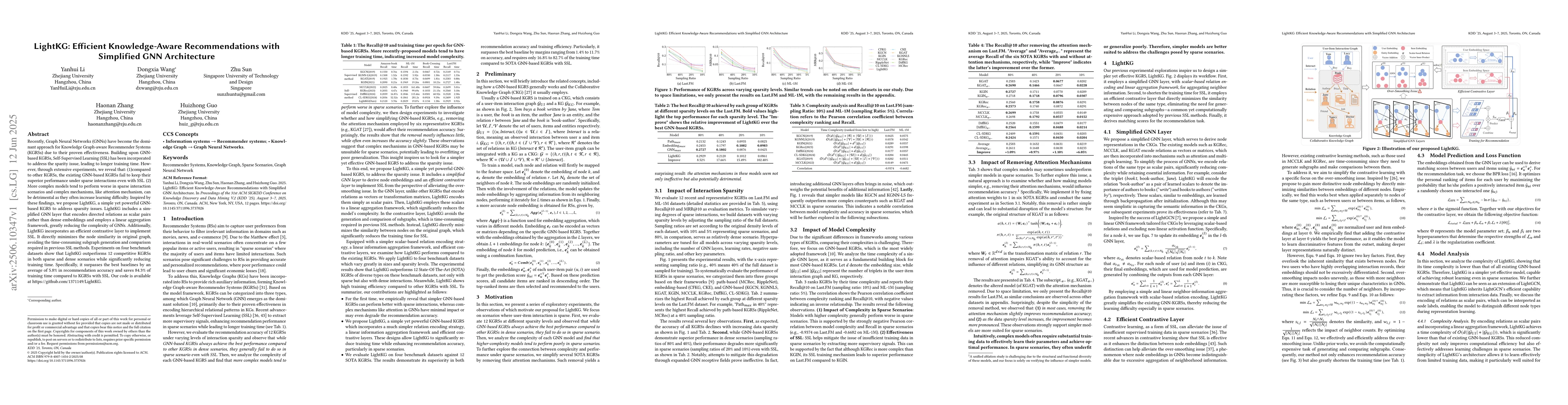 Thumbnail for LightKG: Efficient Knowledge-Aware Recommendations with Simplified GNN
  Architecture