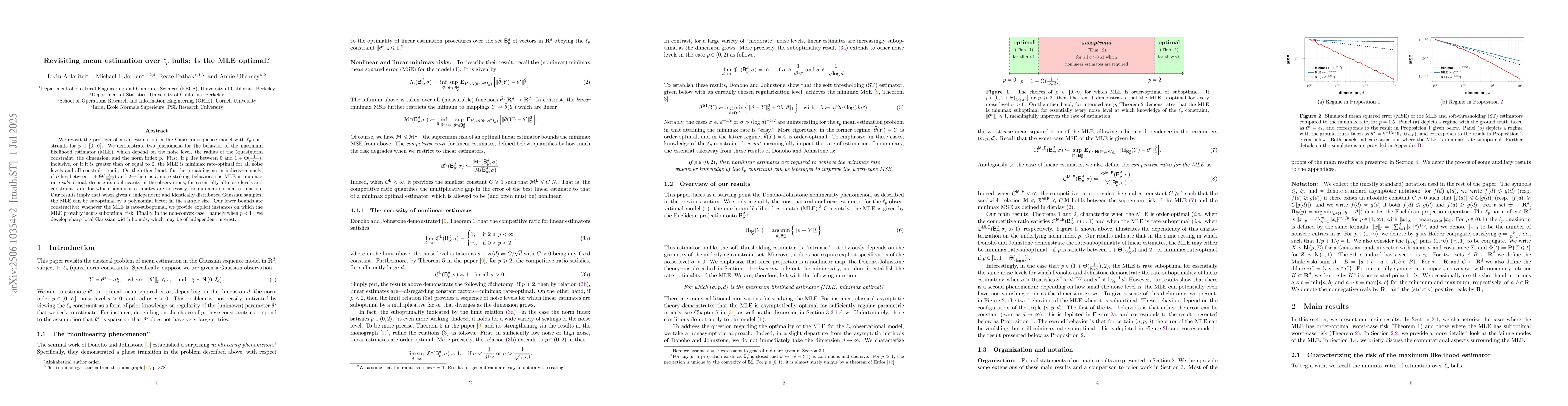 Thumbnail for Revisiting mean estimation over $\ell_p$ balls: Is the MLE optimal?