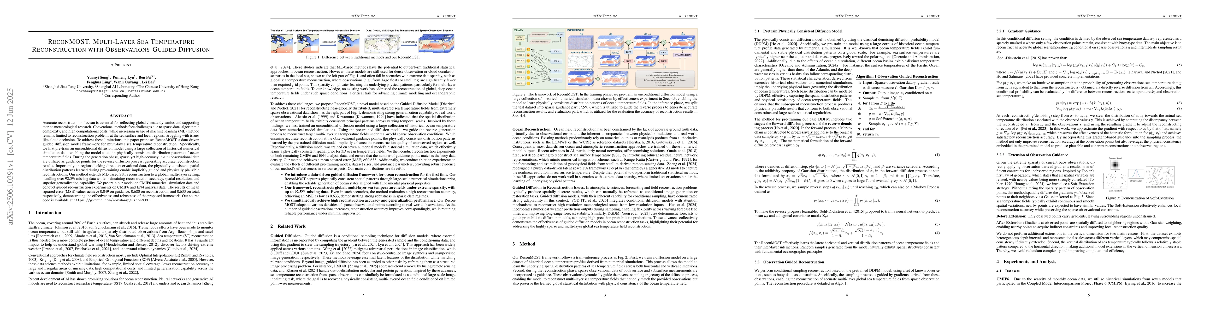 Thumbnail for ReconMOST: Multi-Layer Sea Temperature Reconstruction with
  Observations-Guided Diffusion