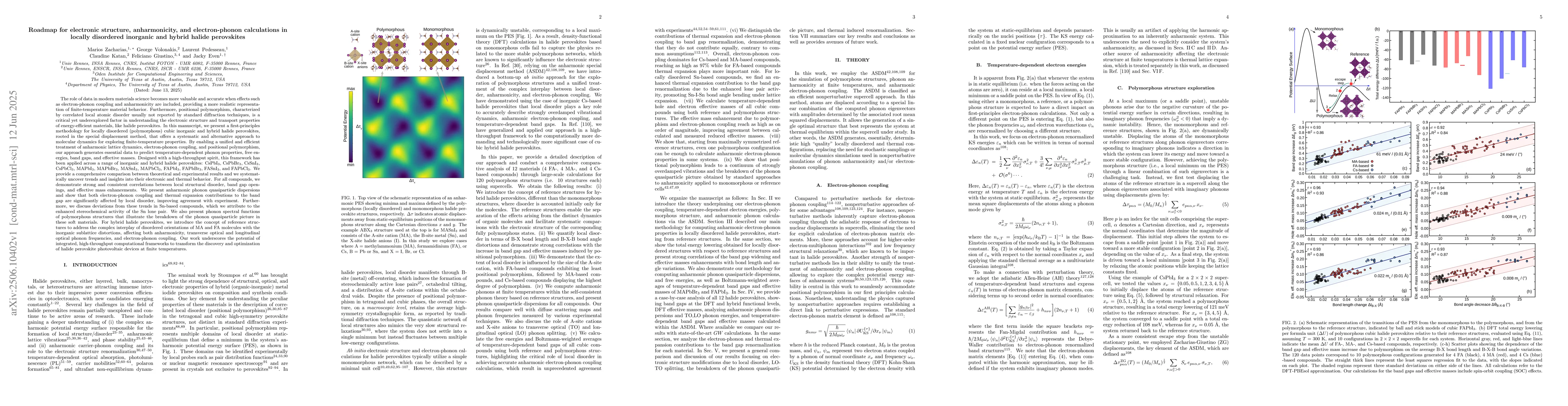 Thumbnail for Roadmap for electronic structure, anharmonicity, and electron-phonon
  calculations in locally disordered inorganic and hybrid halide perovskites