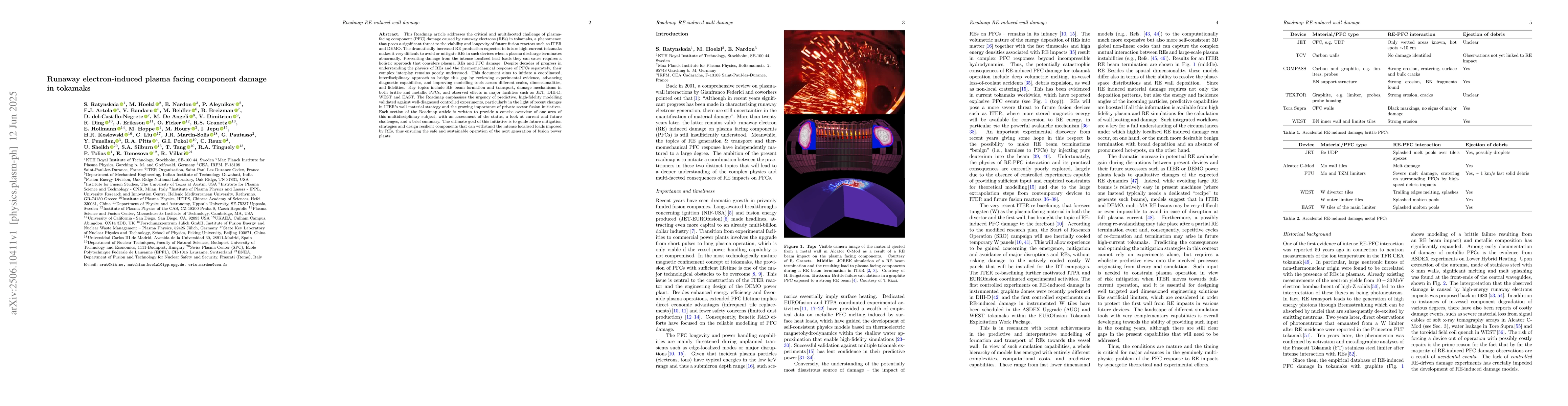 Thumbnail for Runaway electron-induced plasma facing component damage in tokamaks
