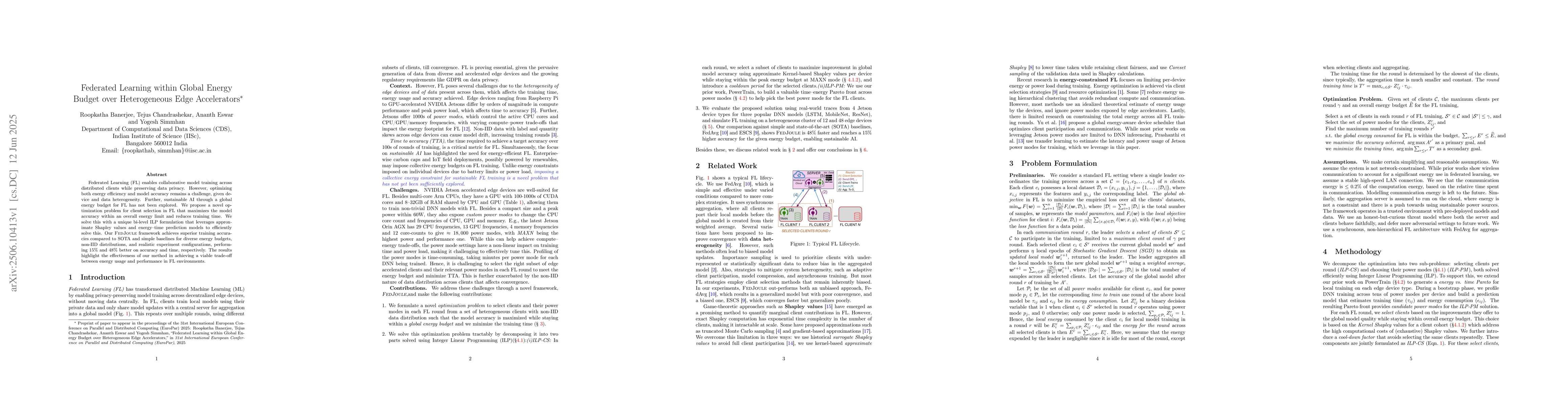 Thumbnail for Federated Learning within Global Energy Budget over Heterogeneous Edge
  Accelerators