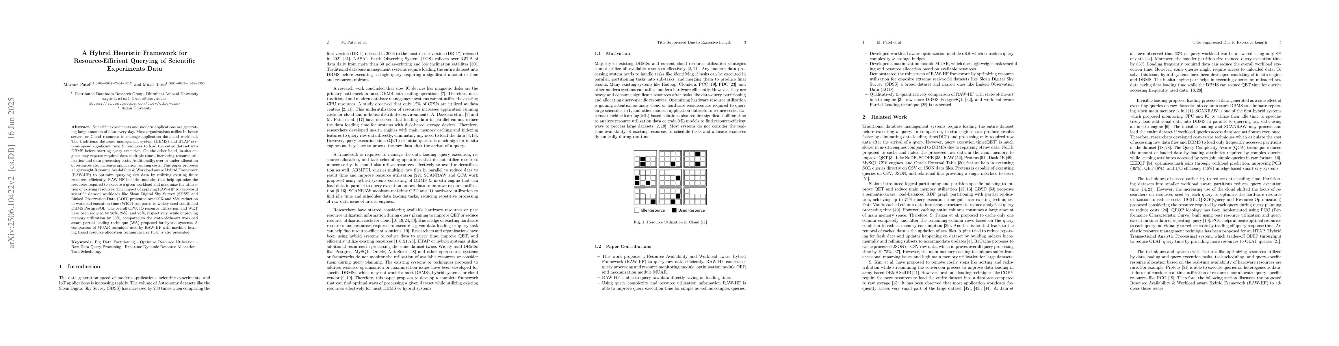 Thumbnail for A Hybrid Heuristic Framework for Resource-Efficient Querying of
  Scientific Experiments Data