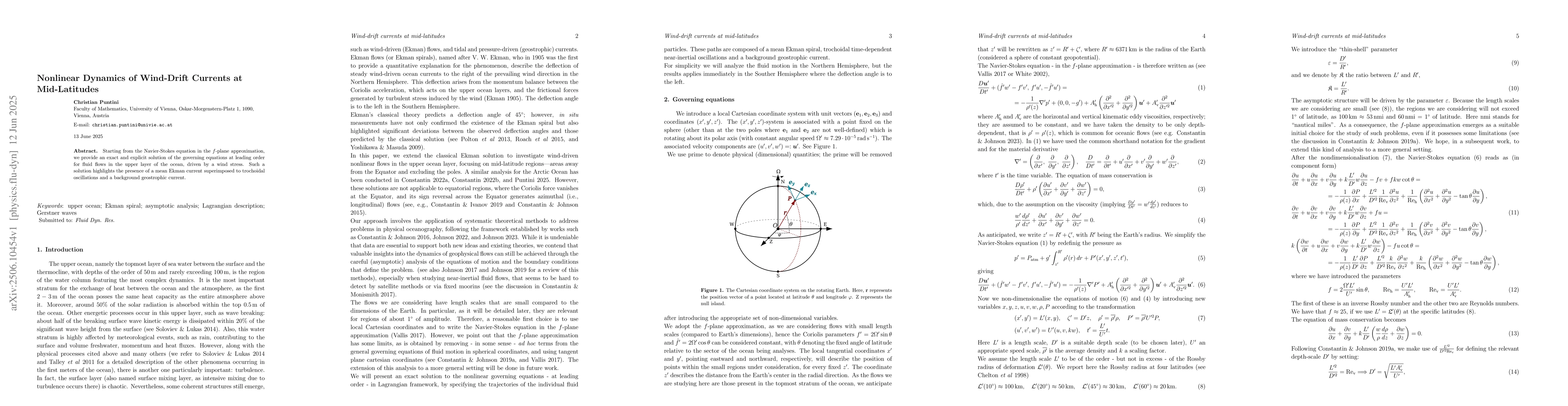 Thumbnail for Nonlinear Dynamics of Wind-Drift Currents at Mid-Latitudes