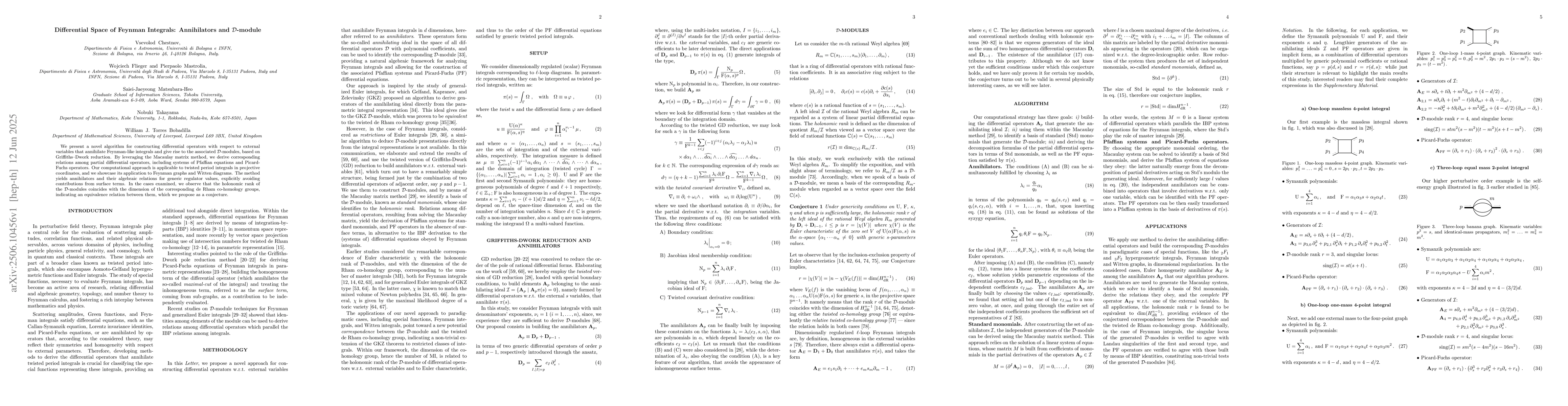 Thumbnail for Differential Space of Feynman Integrals: Annihilators and
  $\mathcal{D}$-module