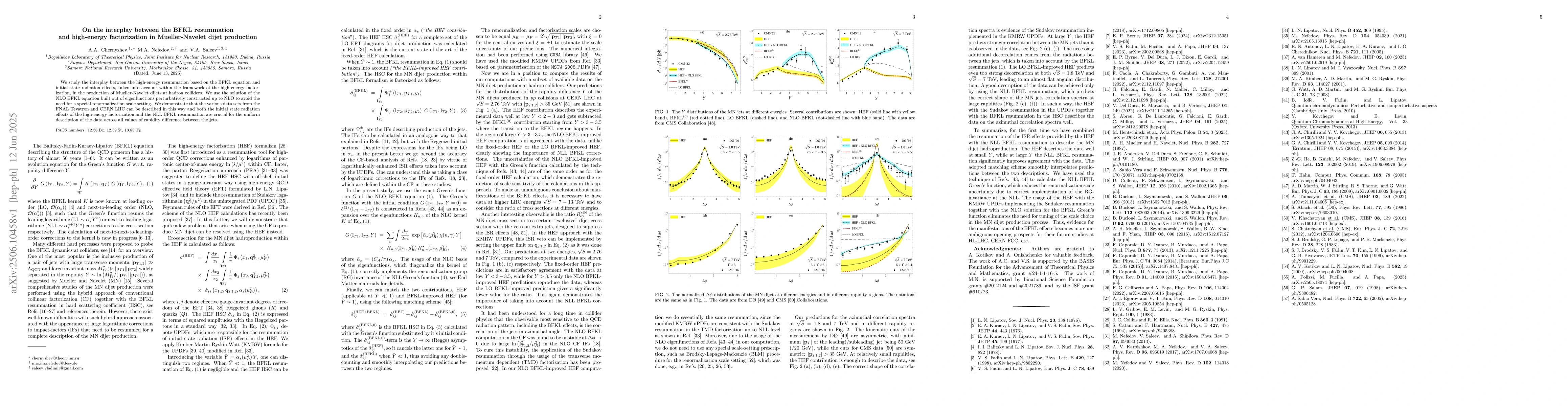 Thumbnail for On the interplay between the BFKL resummation and high-energy
  factorization in Mueller-Navelet dijet production
