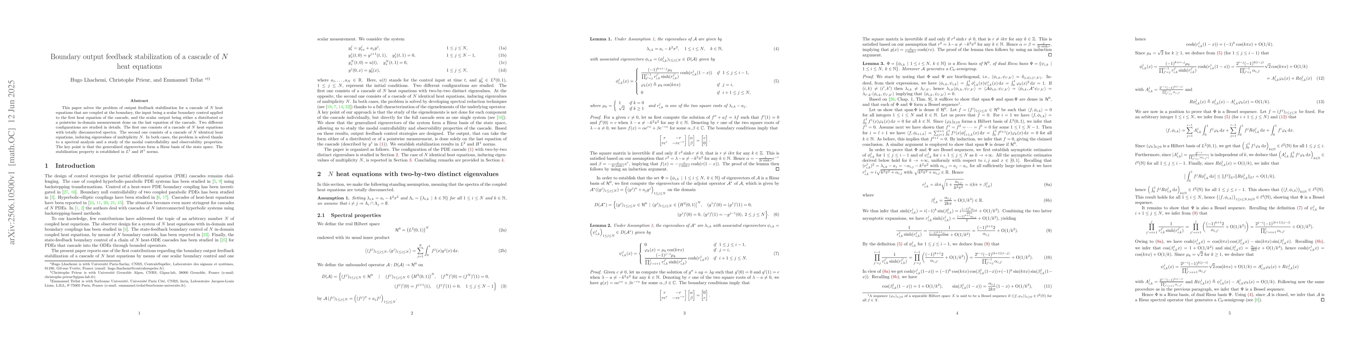 Thumbnail for Boundary output feedback stabilization of a cascade of N heat equations