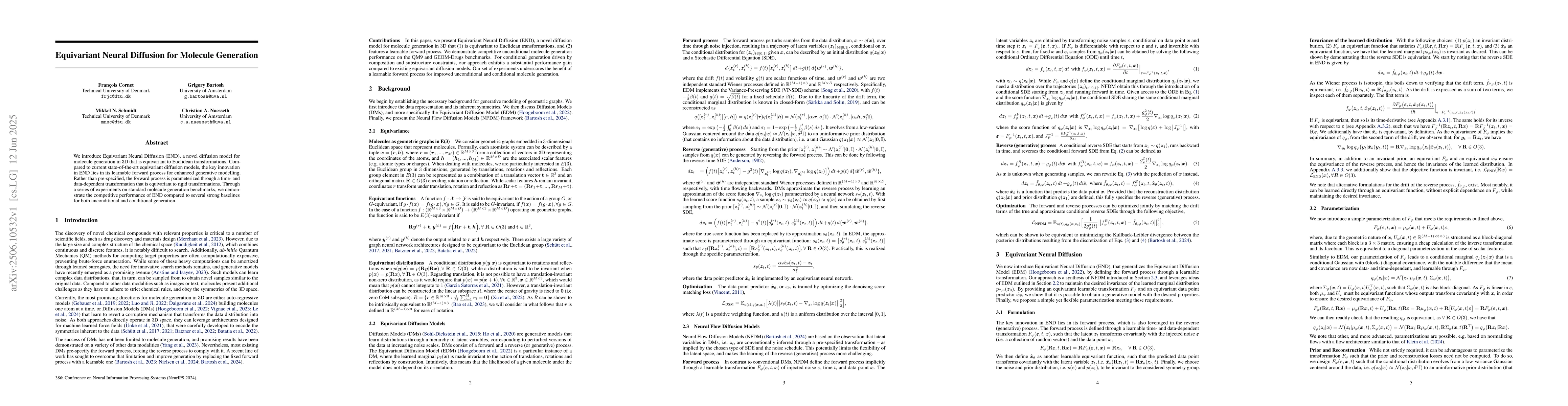 Thumbnail for Equivariant Neural Diffusion for Molecule Generation