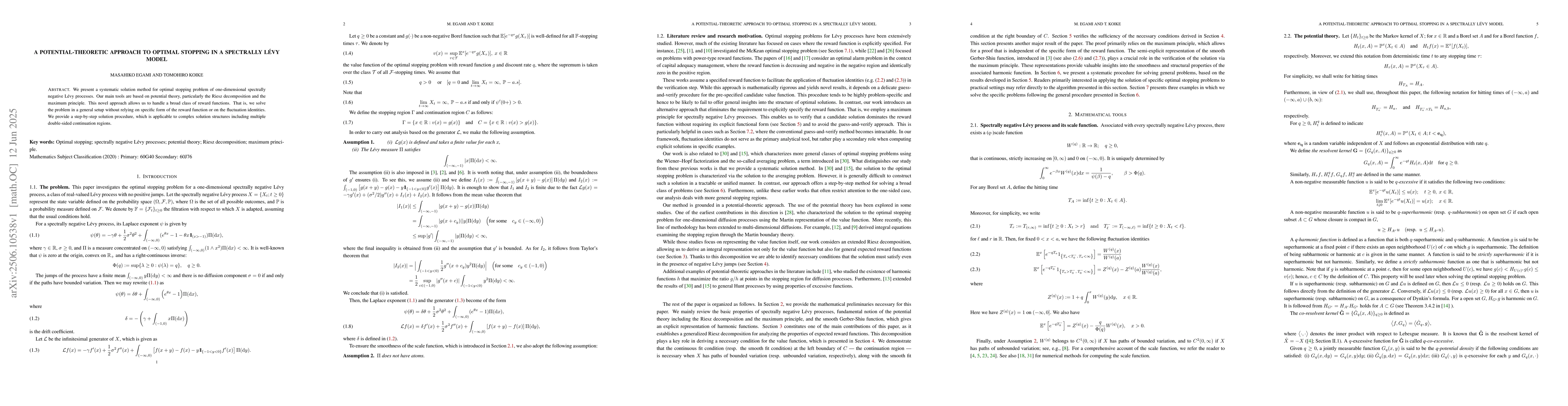 Thumbnail for A potential-theoretic approach to optimal stopping in a spectrally
  Lévy Model