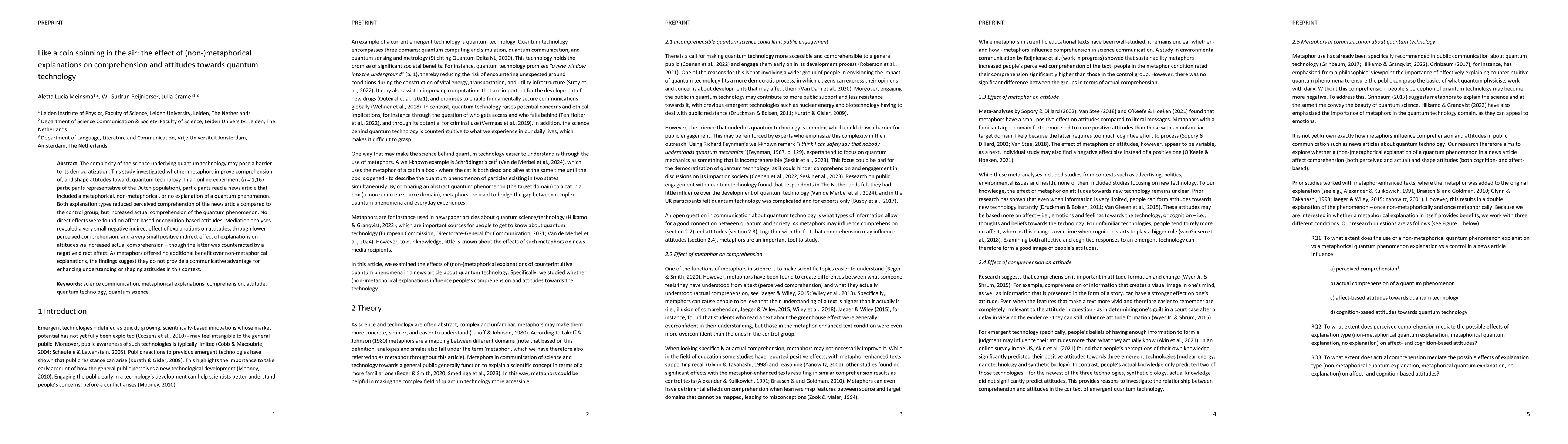 Thumbnail for Like a coin spinning in the air: the effect of (non-)metaphorical
  explanations on comprehension and attitudes towards quantum technology