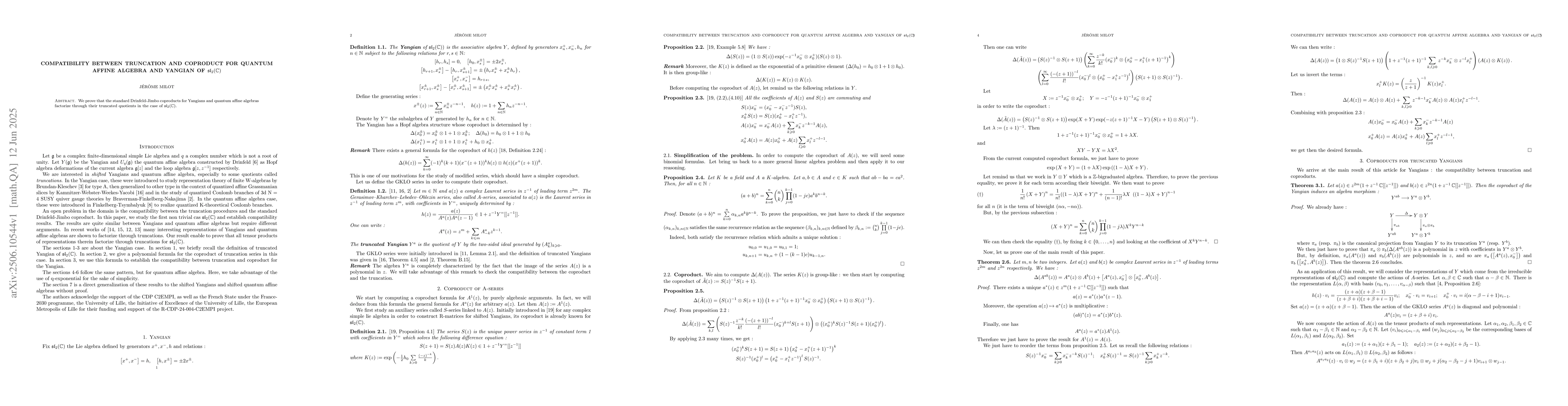 Thumbnail for Compatibility between truncation and coproducts for quantum affine
  algebra and Yangian of $\mathfrak{sl}_2(\mathbb{C})$