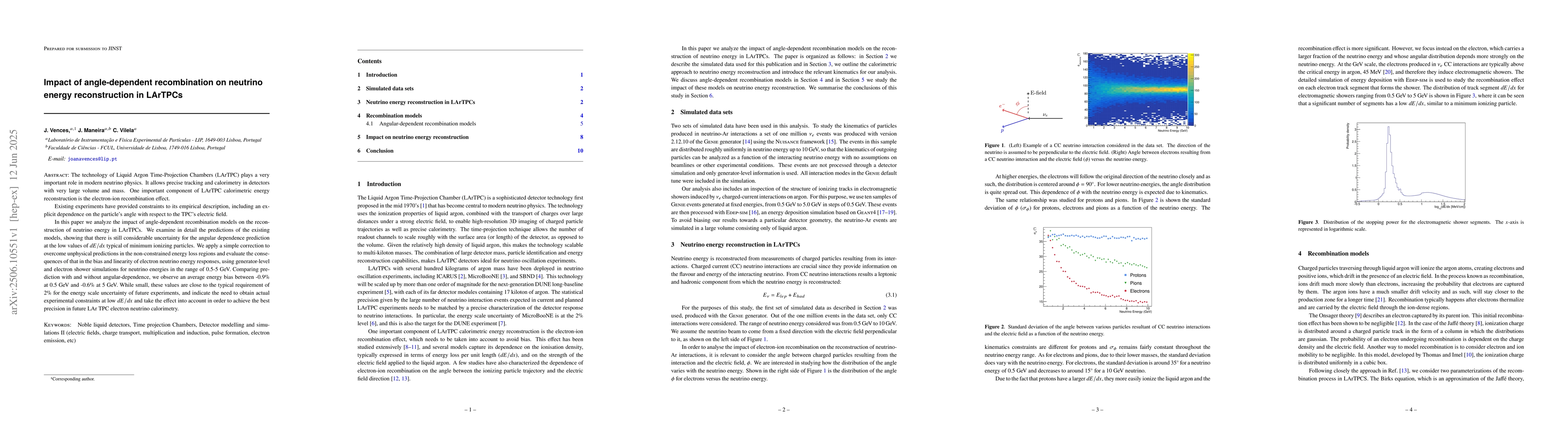 Thumbnail for Impact of angle-dependent recombination on neutrino energy
  reconstruction in LArTPCs