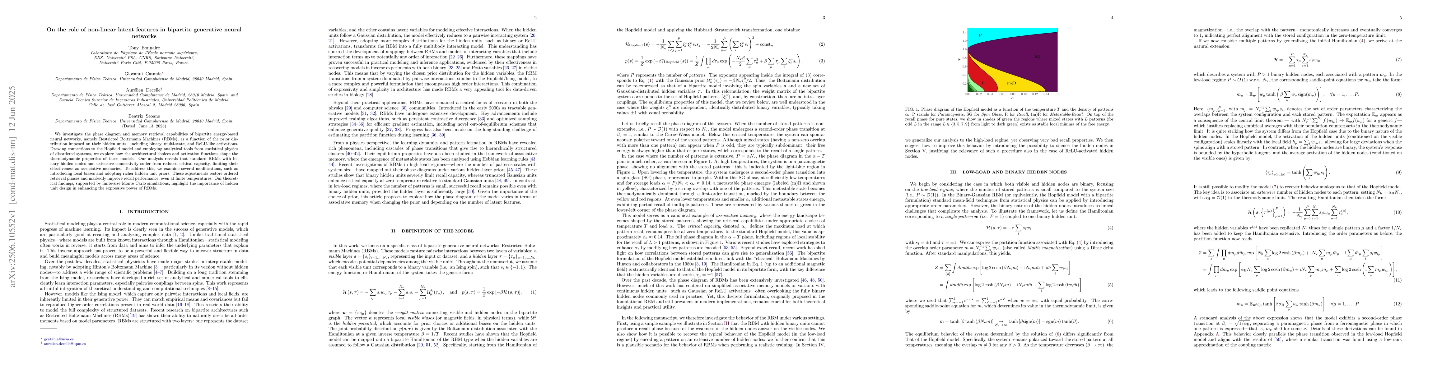 Thumbnail for On the role of non-linear latent features in bipartite generative neural
  networks